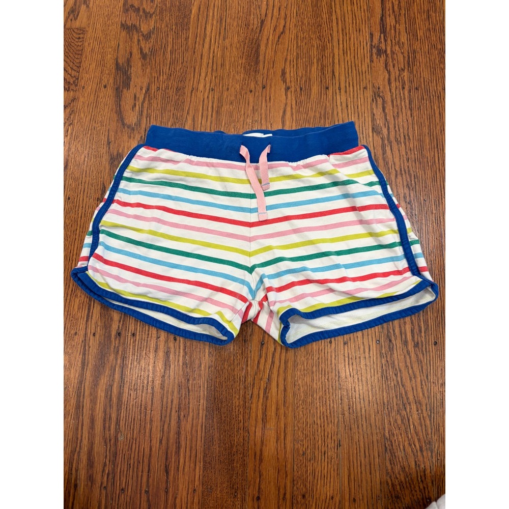 Mini Boden Kids Rainbow Striped Jersey Shorts Blue Multi Color 10Y 140cm